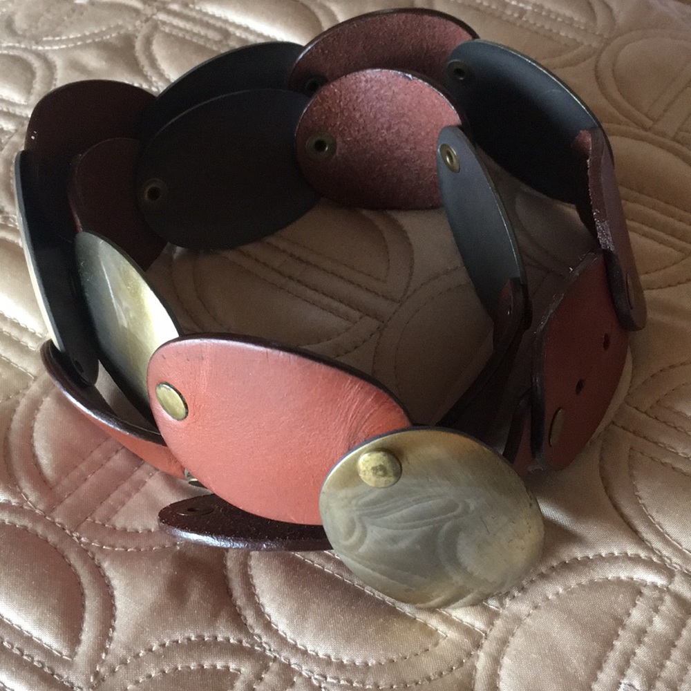 Metal and leather belt